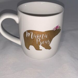 Mama Bear White and Gold Mug with a plate set